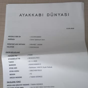 Ayakkabı Tabanı Hüsranı: Firma Ürüne Sahip Çıkmıyor