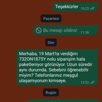 Siparişim Paketleniyor Kaldı Müşteri Hizmetleri Sessiz