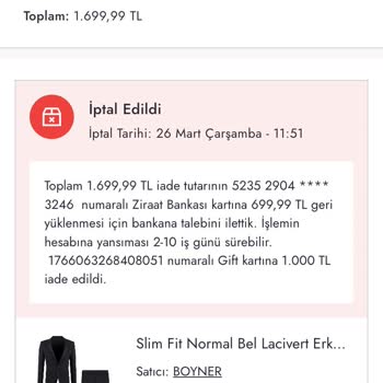 İndirimli Siparişin Sebepsiz İptali