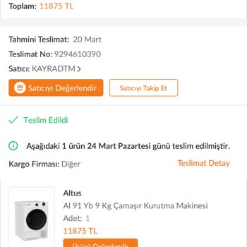 Yanlış Ürün Gönderimi Ve Satıcı Değişikliği Sorunu