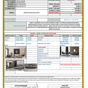 Teslim Edilmeyen Mobilyalar Ve İlgisiz Hizmet