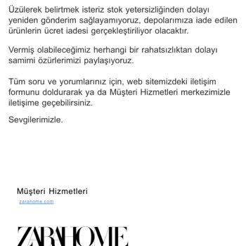 Zara Home'da Eksik Ürün Ve Yanıltıcı Müşteri Hizmetleri Deneyimi