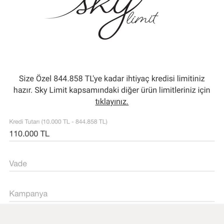 Sky Limit Kredi Başvurusunda Engeller