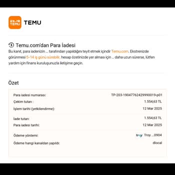 Temu Alışveriş İadesinde Akbank Sorunu