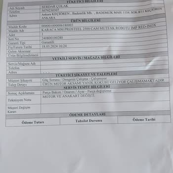 Karaca Servis Sürecinde Hayal Kırıklığı