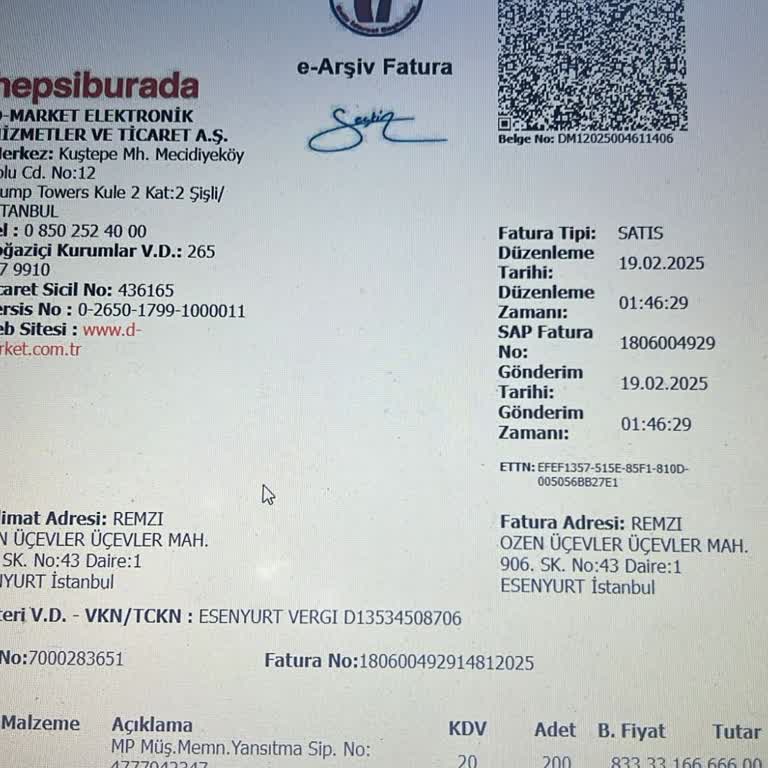 Yanlış Fatura Kesilmesi Sorunu