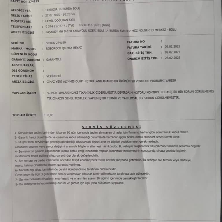 Teknosa'dan Alınan Roborock Süpürge İade Sorunu