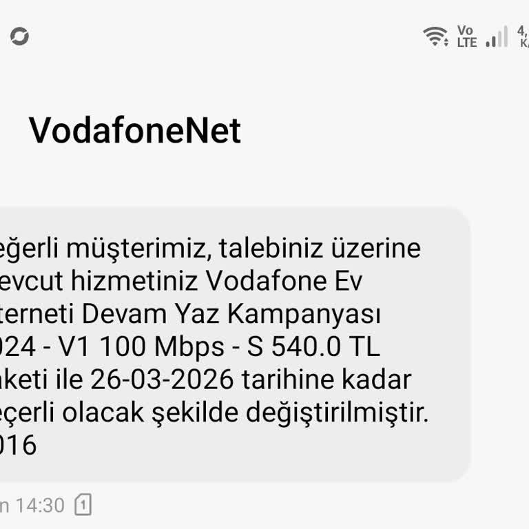 Vodafone'un İzinsiz Paket Değişikliği Ve Taahhüt Uzatması