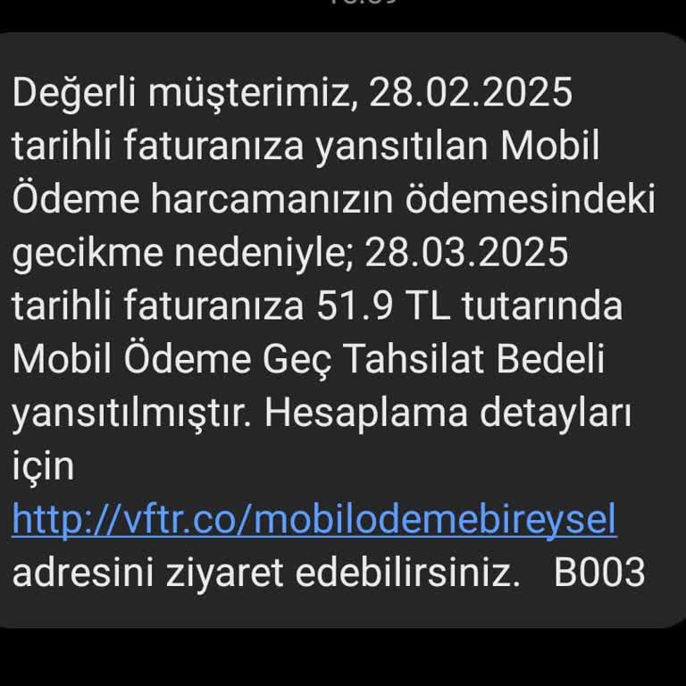 Mobil Ödeme Geç Tahsilat Bedeli Hakkında Bilgi Talebi
