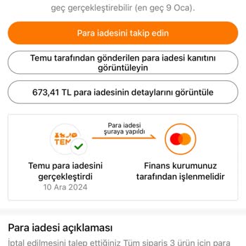 Temu'dan İade Edilmeyen Para Ve İletişim Sorunu
