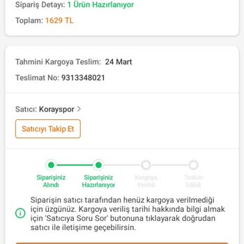 Siparişim 5 Gündür Kargoya Verilmedi