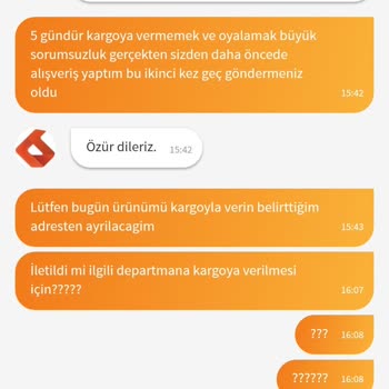 Siparişim 5 Gündür Kargoya Verilmedi