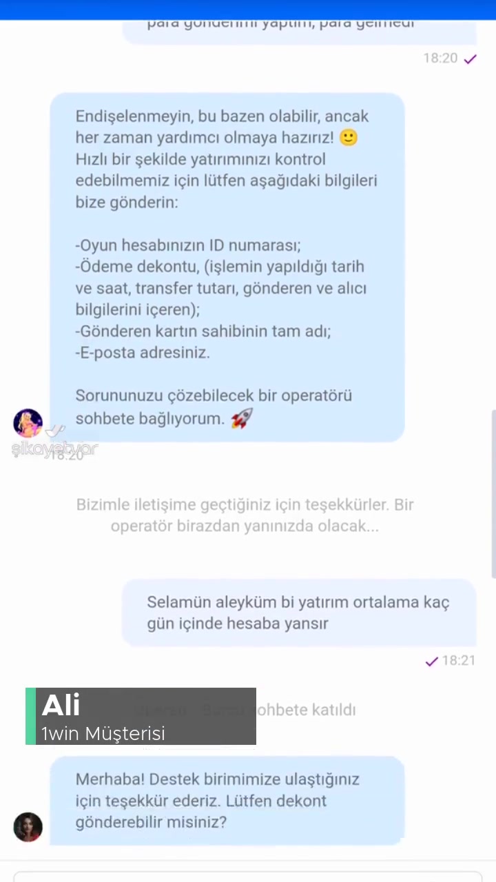 1win Yaklaşık 1 Aydır Yatırımım Siteye Yansımadı! videonun kapak resmi