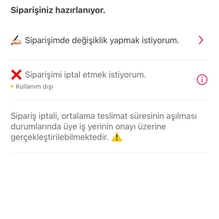 Yemek Sepeti'nde İptal Edilemeyen Sipariş Sorunu