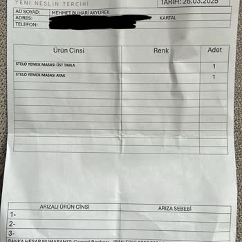 Pendik Mağazasından Alınan Yemek Masası Takımıyla İlgili Sorunlar
