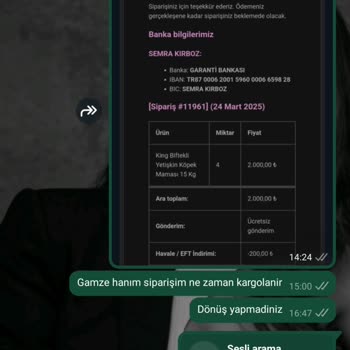 Köpek Maması Siparişim Teslim Edilmedi