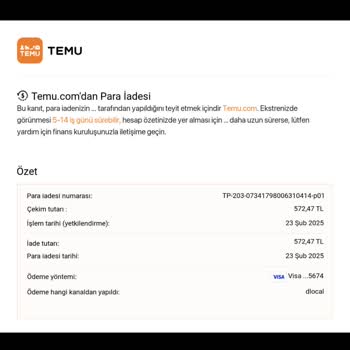 1 Aydır İade Bekliyorum Çözüm Yok