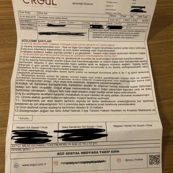 Ergül Mobilya'dan Kirli Ve Eksik Ürün Teslimatı