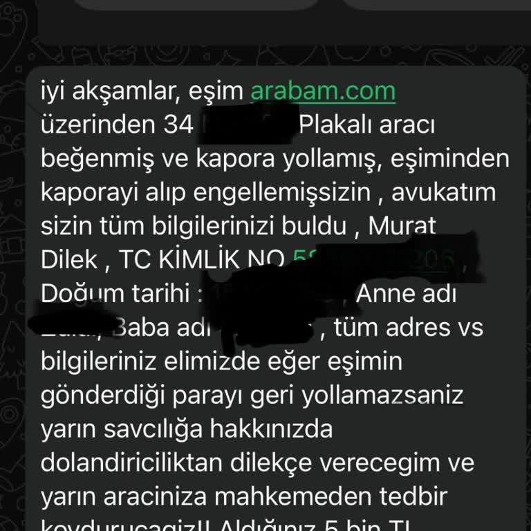 Arabam.com Üzerinden Gelen Sahte Avukat Tehdidi Ve Güvenlik Açığı