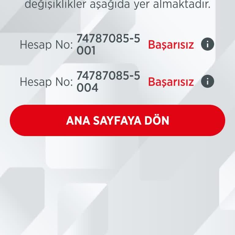 Ana Hesap İşlemi Başarısızlığı
