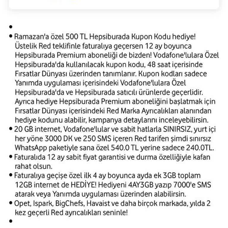 Vodafone Faturalı Hatta Geçişte Eksik Kupon Kodu Problemi