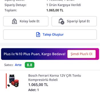 Bosch Araç Kornası Siparişim İptal Edildi Ve Kargo Yok