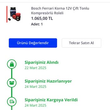 Bosch Araç Kornası Siparişim İptal Edildi Ve Kargo Yok