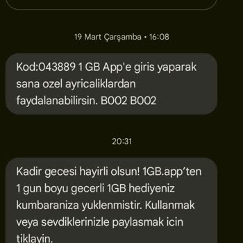 GB-Gift Bank'tan Aldığım 1 GB Hesabıma Tanımlanmadı