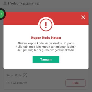 Bilet Kupon Kodu Kullanım Sorunu Ve Ek Ücret Talebi