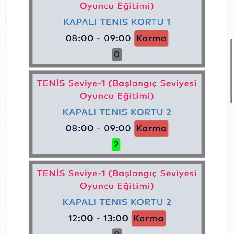 İstanbul Büyükşehir Belediyesi Rezervasyon Sorunu:  Tenis Paketi Kullanılamıyor