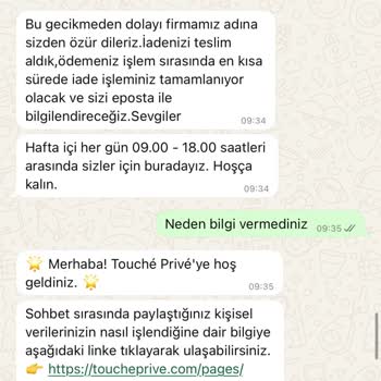 Touche Prive İade Sürecinde Müşteri Hizmetleri Yetersizliği