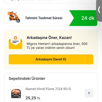 Migros Hemen Teslimat Sorunu