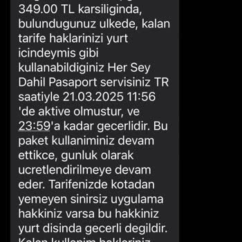 Vodafone'un Yurt Dışı Paket Mağduriyeti