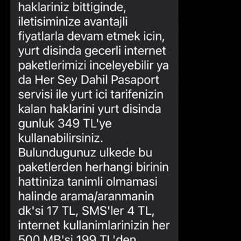 Vodafone'un Yurt Dışı Paket Mağduriyeti