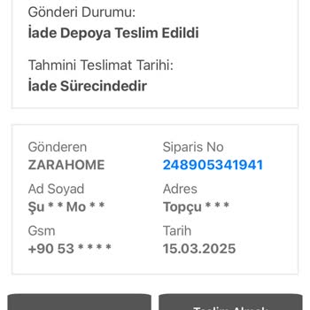 Zara Home Siparişim İade Edildi, Müşteri Hizmetlerine Ulaşamıyorum