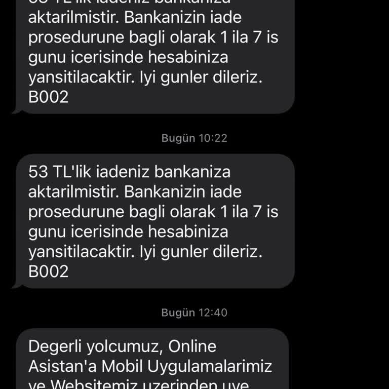İptal Edilen Biletin Ücreti Eksik Yatırıldı