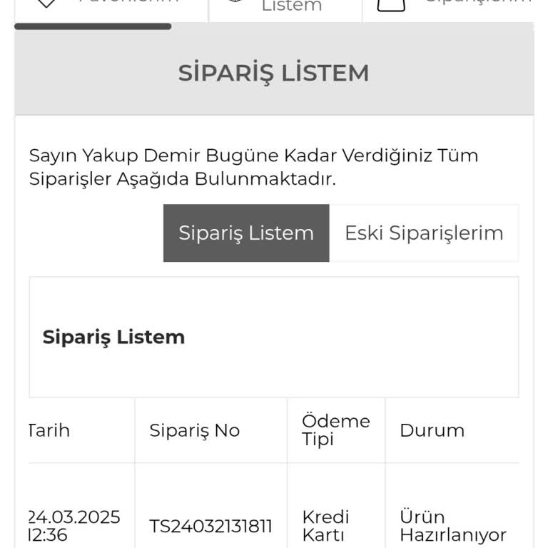 Siparişin Hazırlık Sürecinde Gecikme