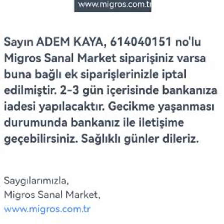 Gerekçesiz İptal Edilen Siparişle Mağduriyet Yaşadım: Büyük Firmaya Yakışmayan Hizmet