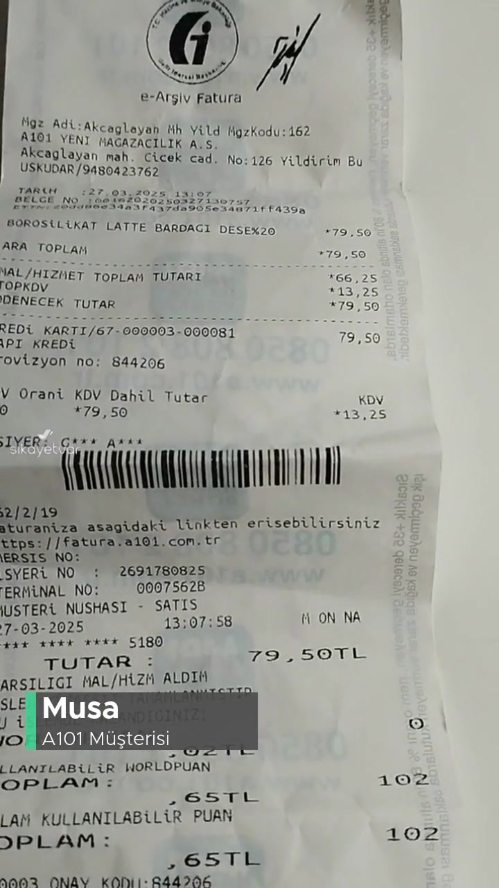 A101 Kırılan Latte Bardak Ve Çalışan Personelin Saygısızlığı videonun kapak resmi