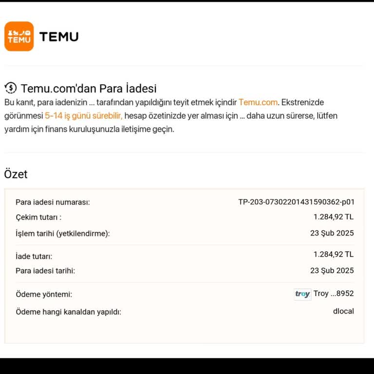 Temu'dan İade Edilmeyen Para Sorunu