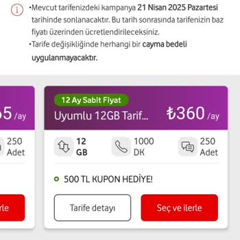 Vodafone'da Mevcut Müşteriler İçin Tarife Seçenekleri