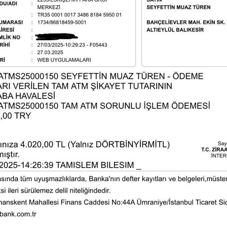 ATM Para Yutma Ve Eksik Yatırma Sorunu