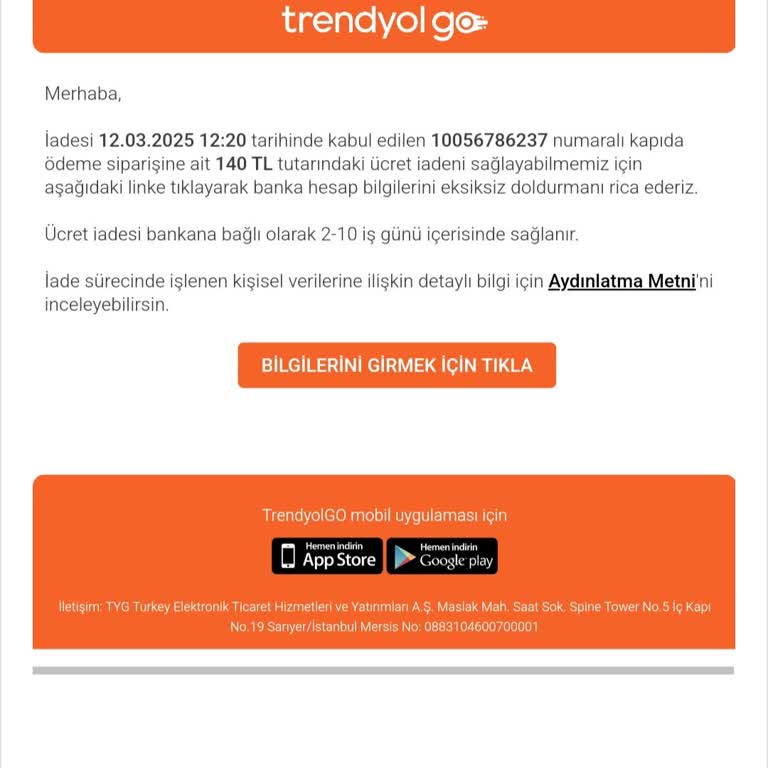 Trendyol Yemekte İade Süreci Sorunu
