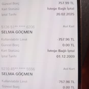 Kredi Kartımın Sebepsiz İptali