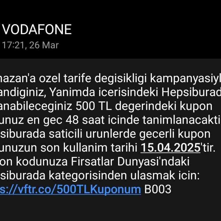 Vodafone'un Eksik Kupon Taahhüdü Ve Çalışmayan Link Sorunu