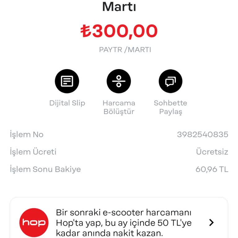 Martı Kullanımı Sonrası İade Edilmeyen Ücret