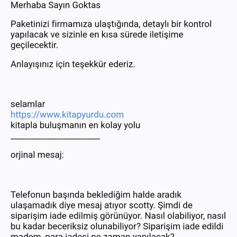 Kargo Teslim Edilmeyen Ürün İçin Kitapyurdu'ndan İade Sorunu