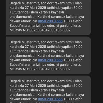 TEB Bankası'ndan Gece Yarısı Sürekli Gelen Yanlış SMS Sorunu