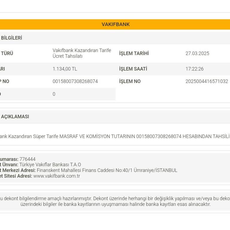 Kazandıran Tarife Ücreti Haksız Kesinti