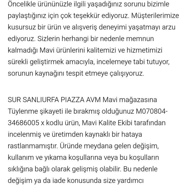 Mavi Hırka Tüketici Hakları Sorunu